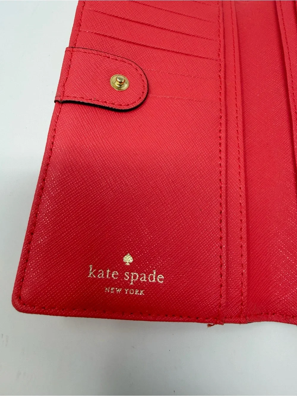 Kate Spade New York Stacy Laurel Way Wallet Coral Red Saffiano Leather